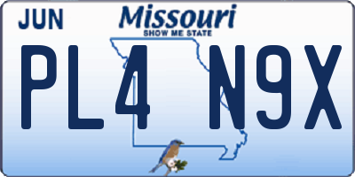MO license plate PL4N9X