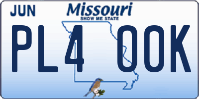 MO license plate PL4O0K