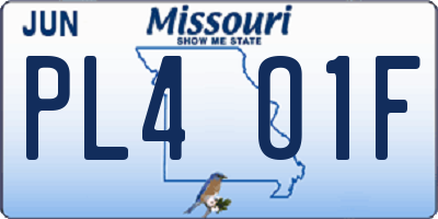 MO license plate PL4O1F
