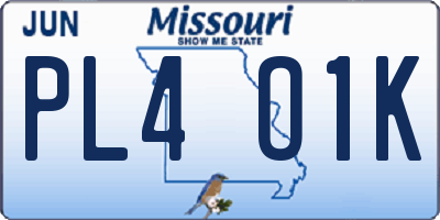 MO license plate PL4O1K