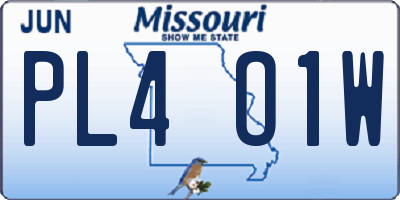 MO license plate PL4O1W
