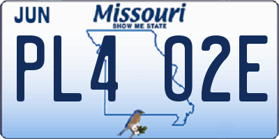 MO license plate PL4O2E