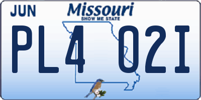 MO license plate PL4O2I