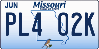 MO license plate PL4O2K