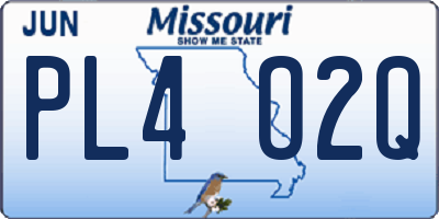 MO license plate PL4O2Q
