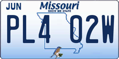 MO license plate PL4O2W