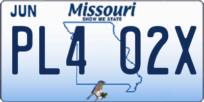 MO license plate PL4O2X