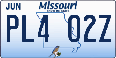 MO license plate PL4O2Z