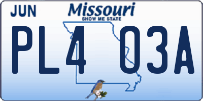 MO license plate PL4O3A