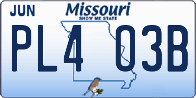MO license plate PL4O3B