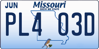 MO license plate PL4O3D
