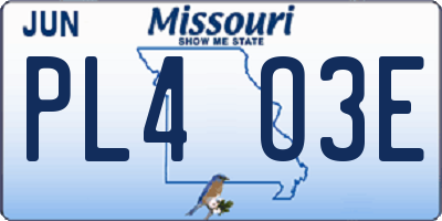 MO license plate PL4O3E