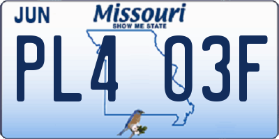 MO license plate PL4O3F