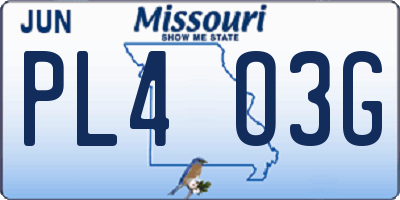 MO license plate PL4O3G