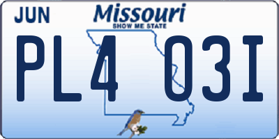 MO license plate PL4O3I