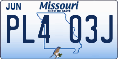 MO license plate PL4O3J