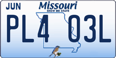 MO license plate PL4O3L