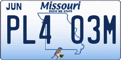 MO license plate PL4O3M