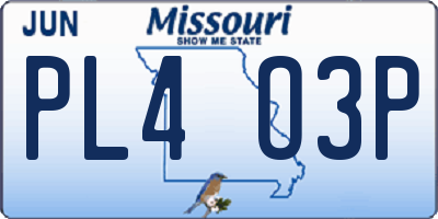 MO license plate PL4O3P