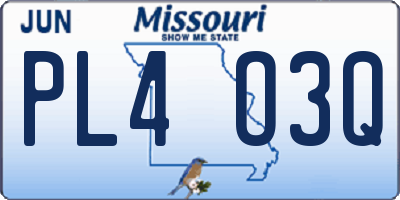 MO license plate PL4O3Q
