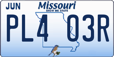 MO license plate PL4O3R