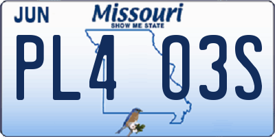 MO license plate PL4O3S