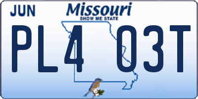 MO license plate PL4O3T