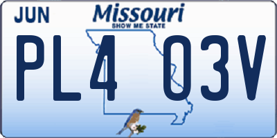 MO license plate PL4O3V