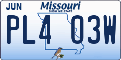 MO license plate PL4O3W