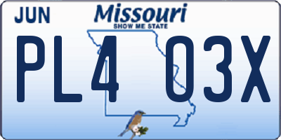 MO license plate PL4O3X