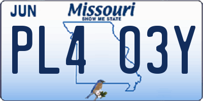 MO license plate PL4O3Y