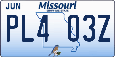 MO license plate PL4O3Z