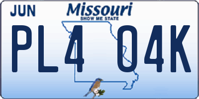 MO license plate PL4O4K