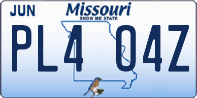 MO license plate PL4O4Z