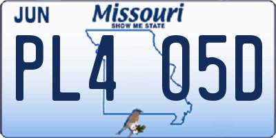 MO license plate PL4O5D
