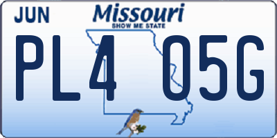 MO license plate PL4O5G