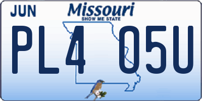 MO license plate PL4O5U