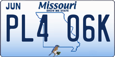 MO license plate PL4O6K