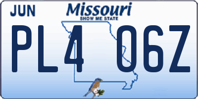 MO license plate PL4O6Z