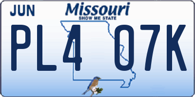 MO license plate PL4O7K
