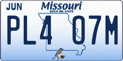 MO license plate PL4O7M