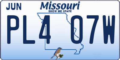 MO license plate PL4O7W