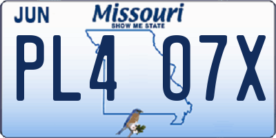 MO license plate PL4O7X