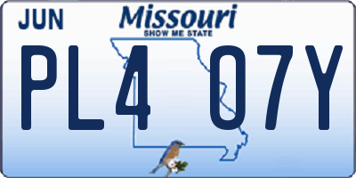 MO license plate PL4O7Y