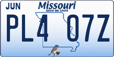 MO license plate PL4O7Z