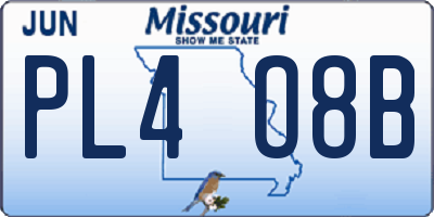 MO license plate PL4O8B