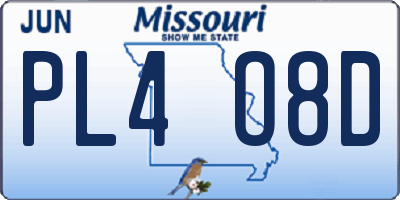 MO license plate PL4O8D