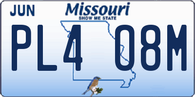 MO license plate PL4O8M