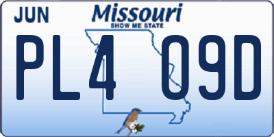 MO license plate PL4O9D