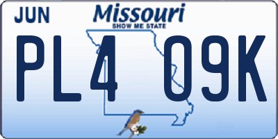 MO license plate PL4O9K